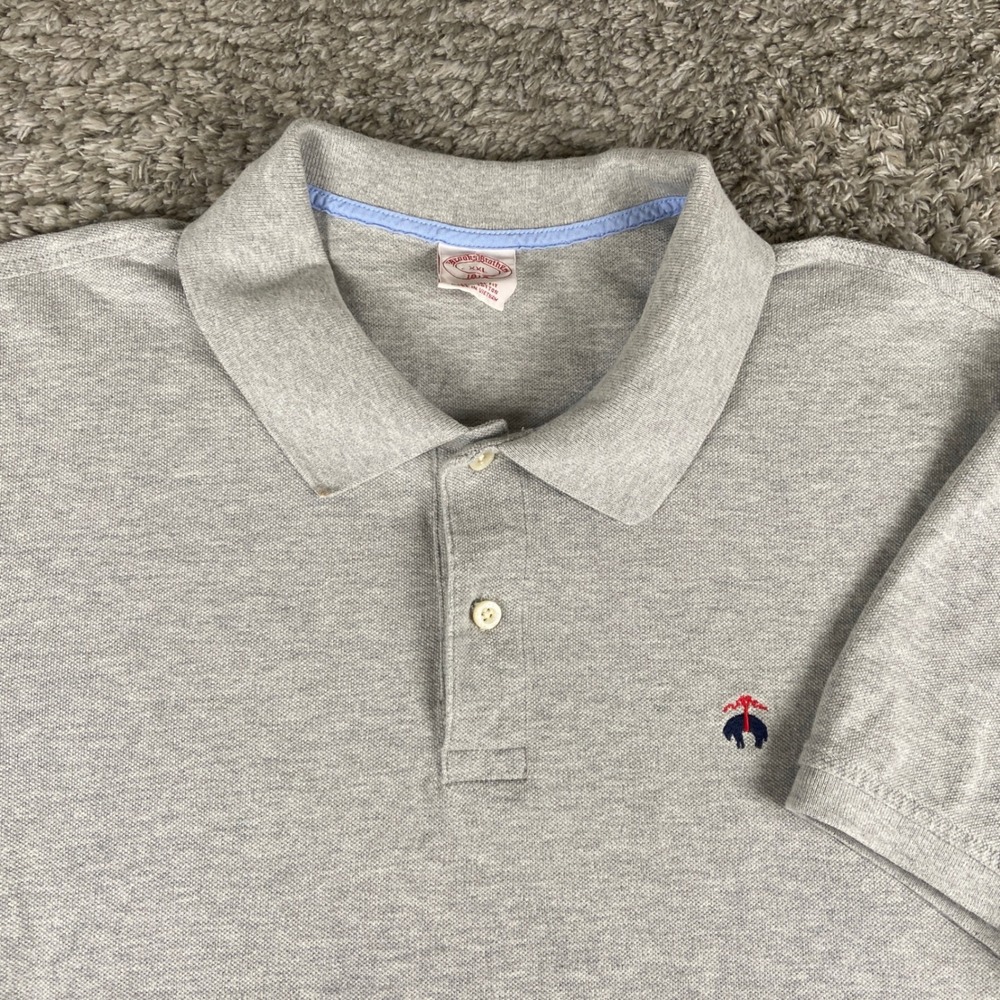 Brooks Brothers Polo Mens XXL Grey Original‎ Fit Short Sleeve Shirt Cotton Pique